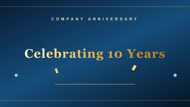 10 years company anniversary celebration video template isolated on White Background. Animation Video
