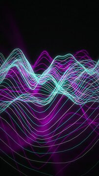 Wireframe terrain digital audio wave grid seamless loop motion