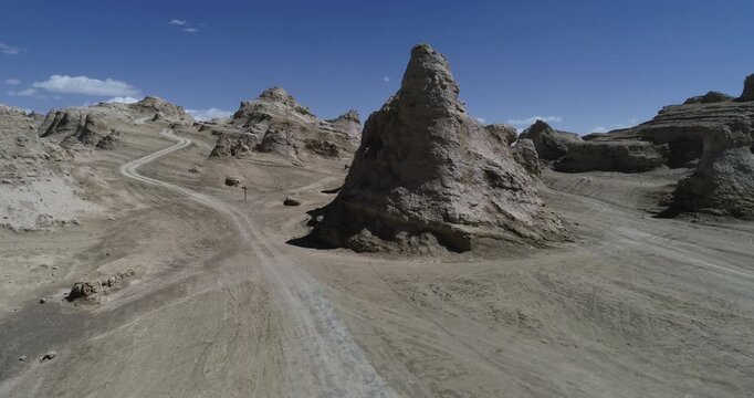 Aerial view of yardang landform landscape in the west of China
