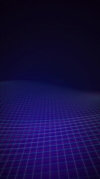 Synthwave wireframe grid terrain flowing seamless loop