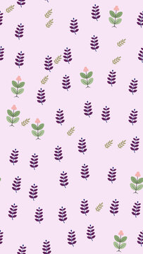 Seamless pattern of stylized leaves and flowers