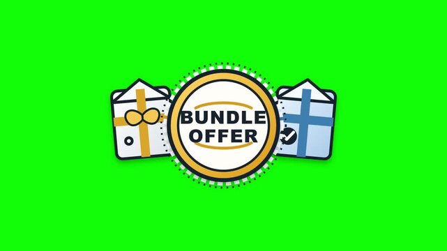Bundle offer animated concept with gift boxes and deal symbols on a green screen background video clip