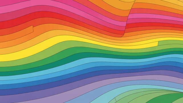 Vibrant multicolored wavy stripes forming abstract fluid pattern with smooth gradient transitions