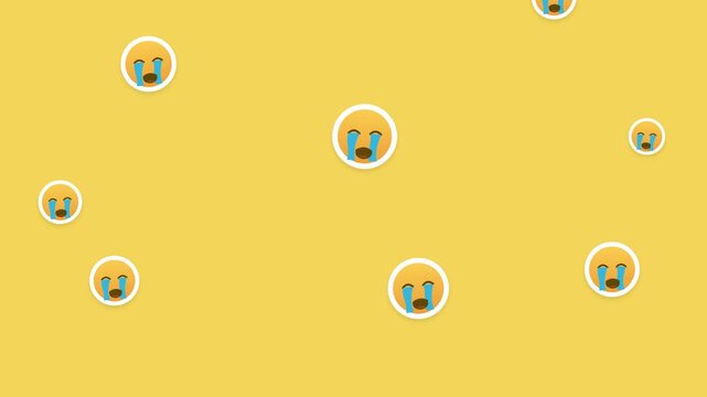 Crying Emoji Face Background Animation on Yellow