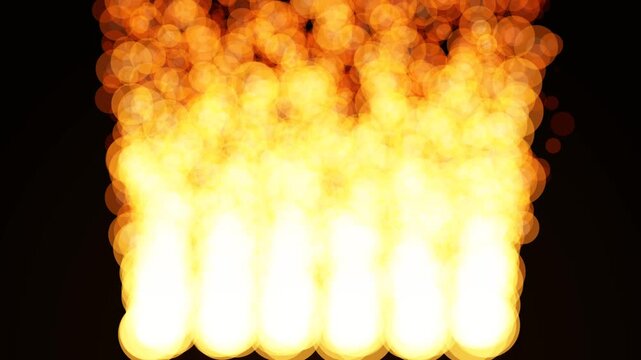 Six Blurred Flame Points Pulsing Animation on Black Background