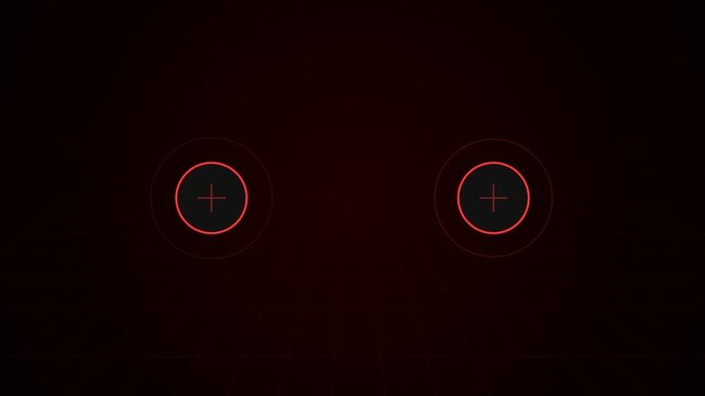 Kecerdasan buatan mata grafik merah menyala dengan animasi digital futuristik