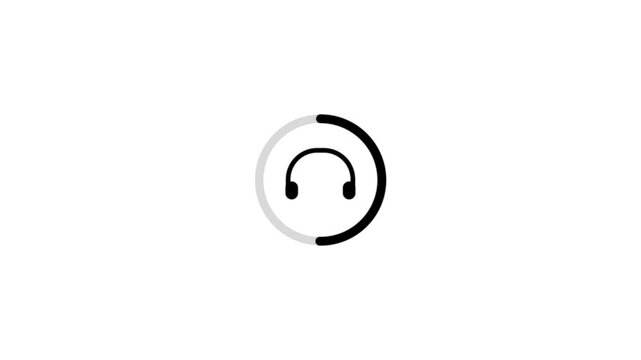 Minimalist loading spinner animation with headphone for music app interface progress buffering