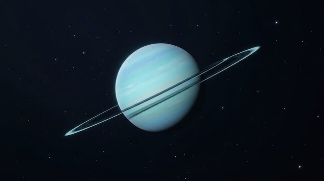 A planet with rings in a starry sky.