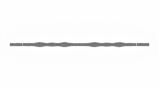 Abstract Pulse Graph with Repeating Black Waveform Pattern, Sound Audio Frequency Signal Vibration and Oscillation Visualization on White Background for Digital Communication Technology Design