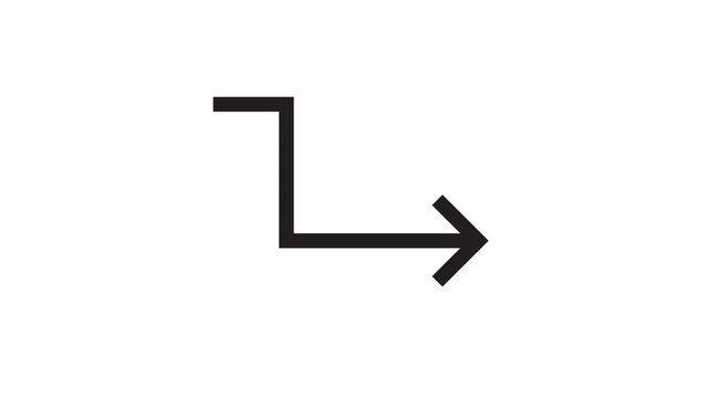 Minimalist black arrow drawing animation on clean white background for direction concept.