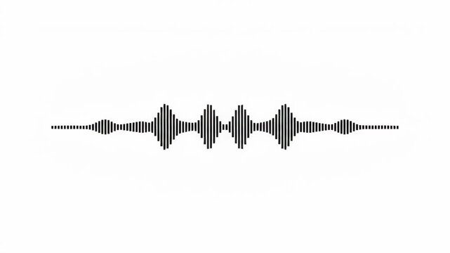 Abstract pulse graph and waveform showing clean black audio signal, subtle frequency, minimal amplitude, digital sound, vibration, music technology, and data visualization on white background