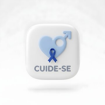 Blue male health awareness care badge