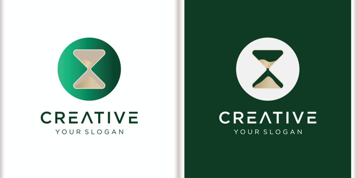 Modern Hourglass Circle Logo Vector Template Featuring Sandglass Badge Concept for Time Management, Business Consulting, Financial Planning, and Productivity.