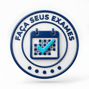 Medical exam calendar checkmark round emblem