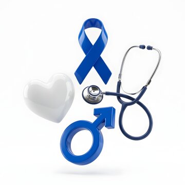 Men's health awareness ribbon stethoscope heart set