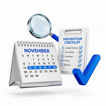 November prevention calendar checklist magnifier set