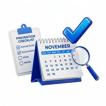Prevention checklist November calendar checkmark set
