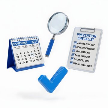Preventive health calendar checklist magnifier checkmark