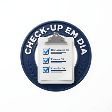Routine checkup clipboard round medical emblem