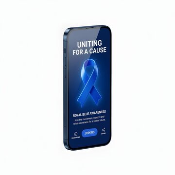Smartphone uniting cause blue ribbon campaign