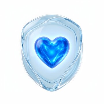 Transparent shield safeguarding blue heart symbol