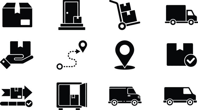 Set of logistics and delivery service icons for shipping and tracking concepts with logistics symbol