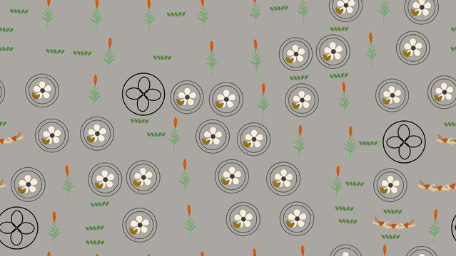 Stylized floral and abstract pattern