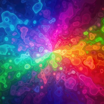 Vibrant, flowing abstract background resembling a highly saturated, glowing field of psychedelic colors and swirling organic textures, digital, swirling, hallucination