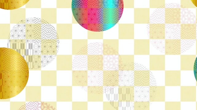 Geometric Japanese pattern with circle motifs 4K