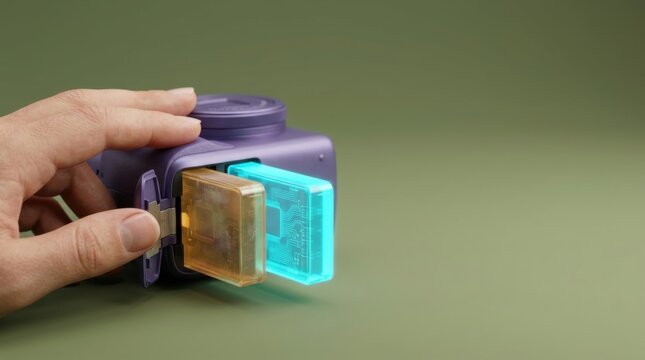 Person holding a camera to illustrate circular electronics and the future of digital photography equipment