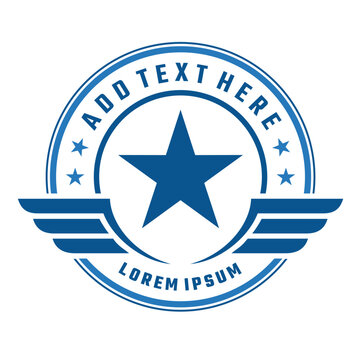 Star with wings logo, Aviation emblem. Military and winged badge. Design logo Vector illustration.