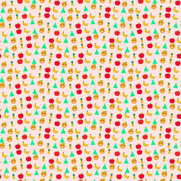 Cartoon fruit pattern with faces