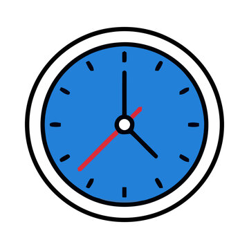 Call Duration Clock Vector Icon in Blue and Red Filled Outline Style