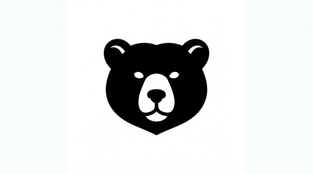 This one switches the vibe completely &mdash; super minimal solid black bear head, white muzzle and little white eyes, friendly/calm instead of roaring. Clean app-icon style logo, same front-facing shape as