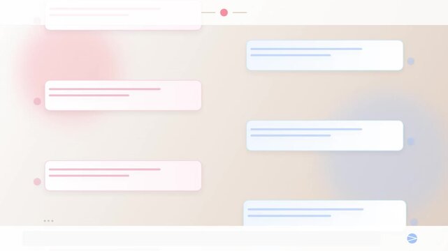 Minimalist User Interface Animation of an Artificial Intelligence Chatbot Conversation on a Digital Canvas with Soft Pastel Colors and Flat Design Elements for Modern Technology Concepts