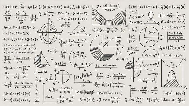 Hand-drawn mathematical formulas and diagrams on textured paper representing complex scientific concepts