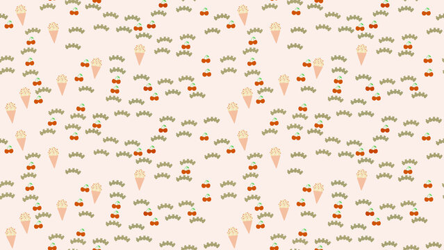 Ice Cream Cones and Cherries Pattern