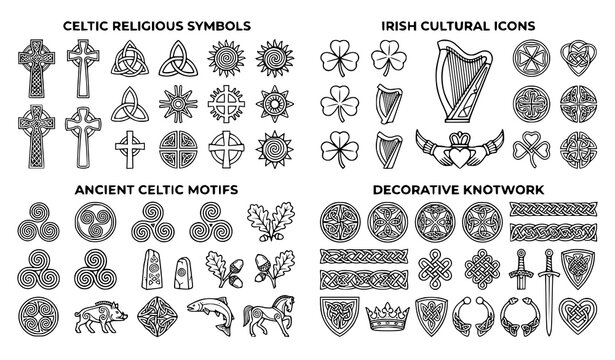Irish Celtic Heritage Symbols Knotwork Editable Vector Icons