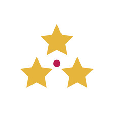 Fototapeta premium Three yellow stars and a red dot