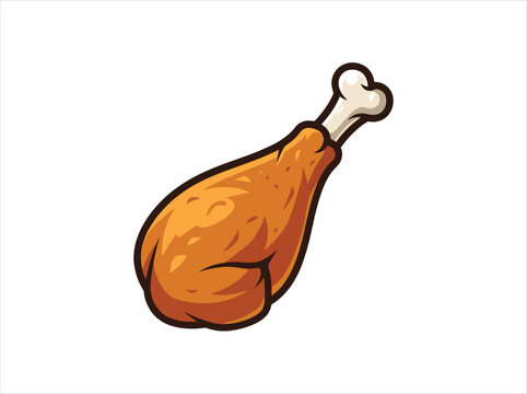 Single Roasted Turkey Leg Drumstick Vector Illustration