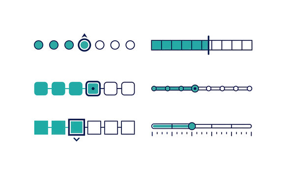 Progress bar slider and range input set turquoise on transparent background