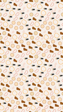 Seamless pattern of wood slices, logs, and organic shapes