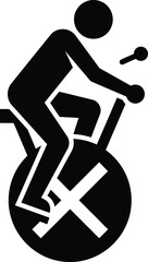 Black silhouette of a person riding a unicycle on a white background with circus performer © MD