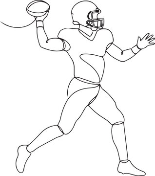 American football player throwing a ball line drawing