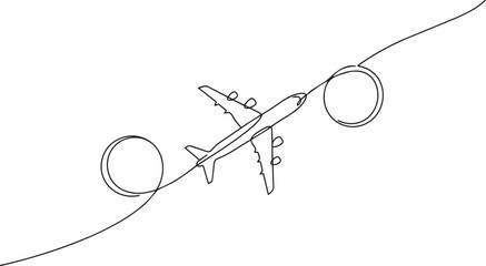 Continuous single line drawing of an airplane flying © Sabrina