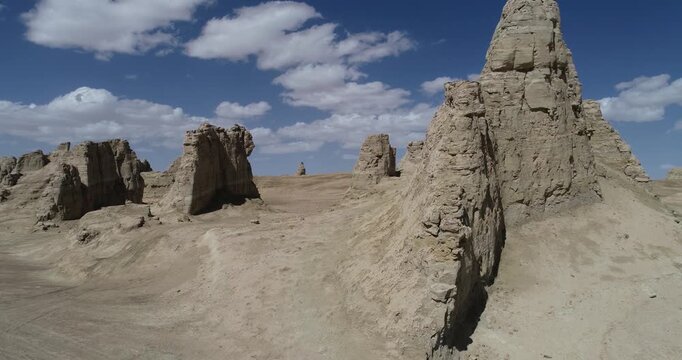 Aerial view of yardang landform landscape in the west of China