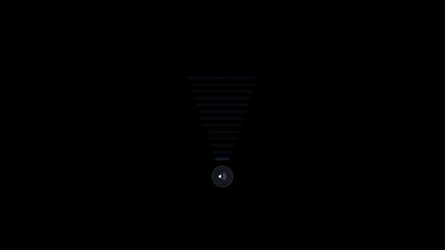 Animated sound volume level indicator with pulsing blue bars on a black background