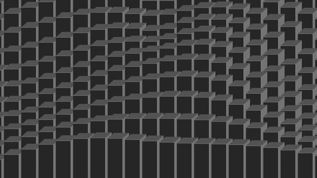 Kinetic grid pattern undulating with subtle light shifts in dark studio background