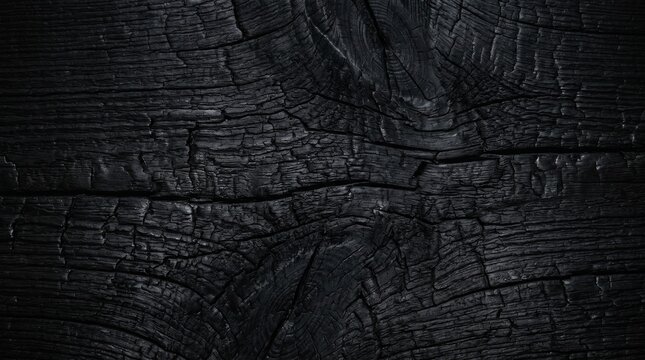 Burnt wood surface showing carbonized scales and deep cracks in a dramatic low-key macro shot for architectural finish marketing