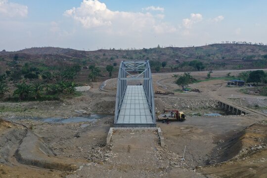 Aerial View Of Carunggo Steel Arch Bridge From Central Java, Indonesia